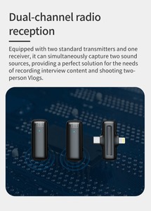 Système de microphone sans fil double J13Pro 2-en-1 avec collier intégré, entrées Lightning et USB-C, réduction de bruit et étui de batterie pour - Product Image 5