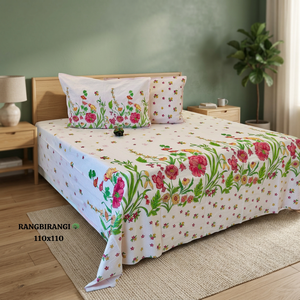 Juego de Ropa de Cama de Exportación India con Estampado Floral, Cubrecama Rojo y Fundas de Almohada para Dormitorio y Uso Doméstico - Product Image 2