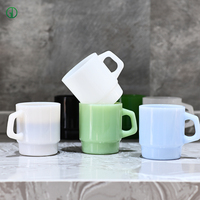 Nuevas Tazas de Vidrio de Colores de 250 ml con Asa, Tazas de Vidrio Borosilicato para Café, Agua, Leche, Jugo, Té