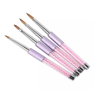 Pinceau à ongles rond en acrylique pur Kolinsky avec manche rose et violet, marque privée, pour extension d'ongles - Product Image 1