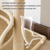 Arbre à chat d'intérieur multi-niveaux avec lit en peluche, perchoir tressé et poteaux à gratter en sisal, mobilier d'escalade pour chat OEM/ODM