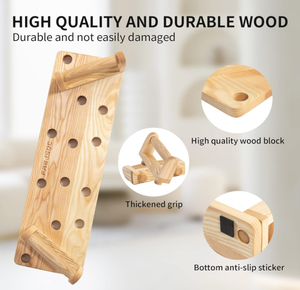 Planche de pompes en bois multi-trous avec poignées détachables pour l'entraînement musculaire des pectoraux, des épaules, du dos et des bras - Product Image 3