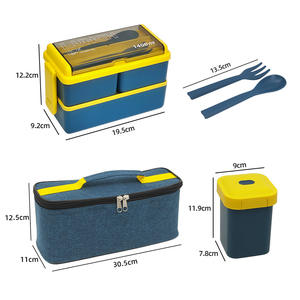 Two Layer Eco Friendly PP School Food Packaging Portable Lunch Box 1400ml With Spoon and Fork - Product Image 5