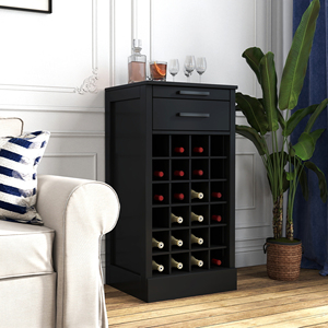 Mueble Bar Modular Negro para Vino con Capacidad para 24 Botellas, Mueble Buffet - Product Image 2