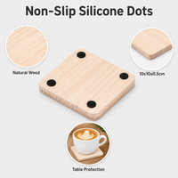 Sous-verres carrés en bois en gros avec points antidérapants en silicone pour table, service de vaisselle personnalisée