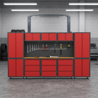 Système d'armoires de rangement pour garage OEM OBM, établi en bois de chêne, structure modulaire robuste démontable, table de rangement d'outils, revêtement en poudre époxy