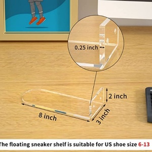 Clear Acrylic Customizable Color Logo Floating Shoe Display Stands <b>Sneaker</b> <b>Shelves</b> Wall Mounted 3-5mm Thick Custom Shape - Product Image 4