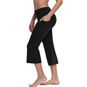 Pantalon de yoga évasé taille haute croisée pour femme, décontracté, rehausseur de hanches, pour la danse, le sport et le fitness, respirant, en Spandex/Nylon, avec fermeture élastique à la jambe - Product Image 2