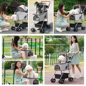 Chariot de promenade pliable compact et léger pour chiens et chats domestiques, vente en gros en vrac, modèle détachable, offre spéciale - Product Image 5