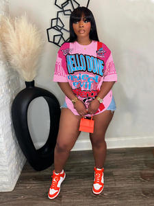 2026 Sexy Women's Summer Fashion Street Wear Y2k <strong>Top</strong> Short Sleeved Oversized Printed Designer Pattern T-shirt for Women - Product Image 3