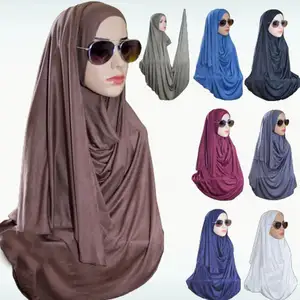 도매 이슬람 여성 헤드 스카프 이슬람 여성 저지 Hijab 프리미엄 스트레치 코튼 Hijab SHENAIFEI 스카프 제조 CN;GUA