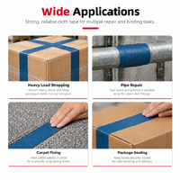 Ruban de réparation Ginnva bleu clair en tissu, haute viscosité, imperméable et très résistant pour tuyaux et tapis - Utilisation pour emballage et étiquetage DIY