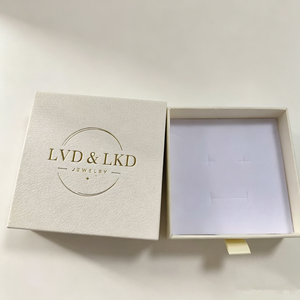 Eco Friendly Recyclable <b>White</b> Jewelry Packaging Kit Custom Gold Hot Stamping Logo Rigid Jewelry <b>Box</b> With Soft Ribbon Handle Pape - Product Image 2
