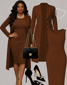 Women's Sleeveless Dress & Long 2 Piece Set - Elegant Formal Office Outfit Fashion - Product Image 5