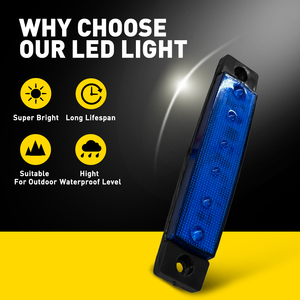 ไฟเลี้ยวข้างรถบรรทุก RV รถพ่วง 12v 24v 10 ชิ้น ขนาด 4 นิ้ว 6LED สีน้ำเงิน ไฟแสดงสถานะ ไฟสโตรบ ไฟเตือน - Product Image 6
