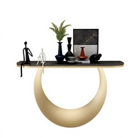 Table console d'entrée minimaliste multifonctionnelle en pierre de quartz et métal, style italien, luxe léger, moderne et simple