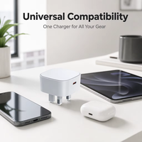 Adaptateur mural de charge rapide PD 20W avec prise britannique, adaptateur secteur USB-C 20W pour iPhone, iPad et tablettes