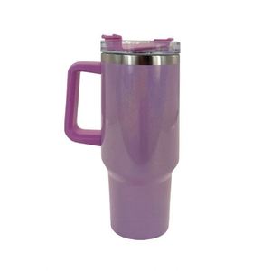 Gobelet de voyage isotherme réutilisable en acier inoxydable à double paroi de 40 oz, tasse à café pour voiture avec poignée et couvercle à paille - Product Image 1