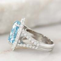 Bague de fiançailles en diamant bleu ovale cultivé en laboratoire certifié IGI CVD 4CT 5CT 7CT, or 14K 18K, halo personnalisé, bijoux fins