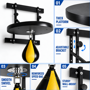 Adjustable Height Punching Ball PU Leather Speed Bag Steel Tube Wall Mounted Boxing Training Equipment - Product Image 3