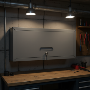 Armoire de rangement d'outils murale en métal robuste, en acier, pour garage, atelier, avec serrure à clé, style industriel - Product Image 2