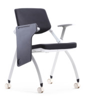 Chaise de formation pliable contemporaine avec tablette d'écriture, roulettes, empilable, pour conférence, salle de classe, bureau, étudiant, en tissu