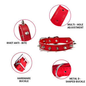 Modern Solid PU Leather Heavy Duty Comfortable Soft Pet <b>Dog</b> <b>Collar</b> with Rivet - Product Image 4