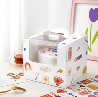 Boîte à gâteau en papier personnalisée avec poignées, boîte pliante avec fenêtre transparente en PET, boîtes de boulangerie pour gâteaux