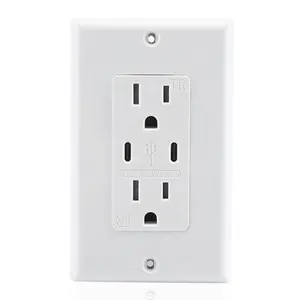 US 15A High Speed USB Fast Charger Socket 5V 3.6A Plug Double Type C Socket And USB Charging Wall Socket