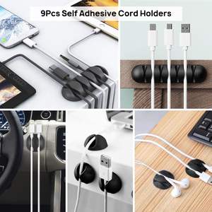 Kit de gestion des câbles en plastique, 57 clips autocollants, bandes, 12 sangles d'organisation, 100 attaches pour - Product Image 2