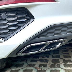 Audi A3 8Y S Line Sportback Sedan 2021+ Exhaust Tip Frame Decal Bumper ABS Adhesive Car Sticker Piano Black Carbon Fiber Texture - Product Image 2