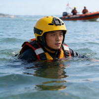 Casco Profesional de Rescate Acuático Marino con Guía, Carcasa de ABS de Alta Resistencia, Reflectante, Capacidad de Carga de 150-250N, Rescate en el Cielo Azul