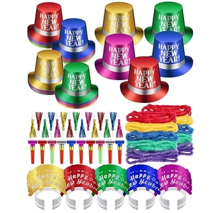 Bonne année bandeaux feuille haut chapeaux diadèmes Leis Bracelet collier frange fabricants de bruit pour enfants nouvel an fête jeu fournitures - Product Image 1