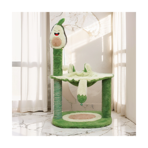 Structure d'escalade pour chat en forme de tour avec arbres décorés d'avocats et nid grattoir - Product Image 1