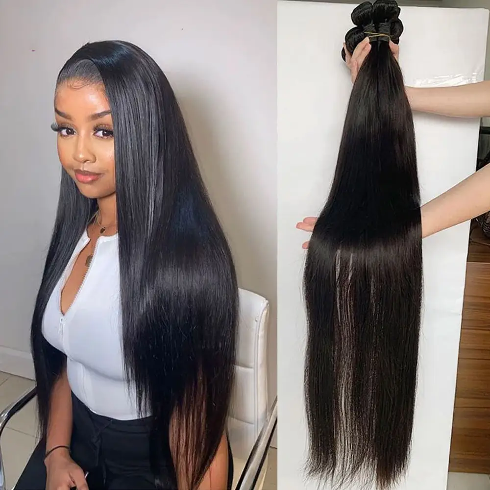 Raw Indian Virgin 40 Inch Human Hair Extension Cheap Long Straight Cuticle Aligned Human Hair Bundles Natural Hair Products