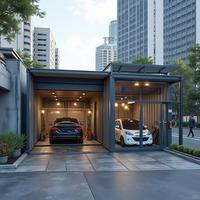 Garage modulaire temporaire, équipé d'un magasin temporaire, d'un manuel de voiture et de portes roulantes automatisées