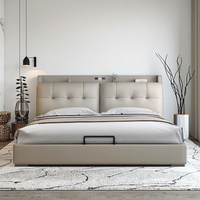 Lit rembourré de luxe avec tiroirs de rangement, design minimaliste moderne, tête de lit haute densité pour ensemble de meubles de chambre à coucher