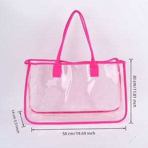 Sac à main de plage pour femme, grande capacité, pratique, en PVC transparent brodé, imperméable, idéal pour l'été, l'automne et le printemps – Nouvelle collection en promotion - Product Image 6