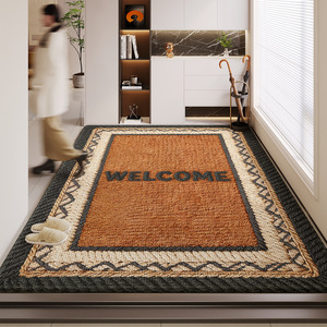 Alfombra de Entrada Rectangular Antideslizante Sally Hemp con Suela de Goma, de Fibra de Poliéster para Uso Doméstico con Patrón Geométrico - Product Image 1