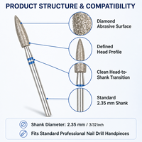Embouts de ponceuse à ongles diamantés de 3/32 pouces, 11 formes, pour le nettoyage des cuticules, pour manucure russe, emballage personnalisé avec logo OEM