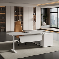 Bureau de direction intelligent, bureau de direction électrique réglable en hauteur, bureau de direction moderne en bois en forme de L