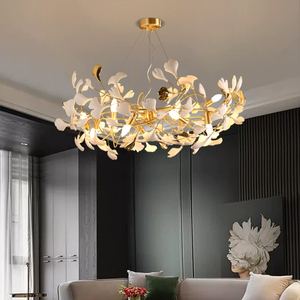 Modern Style Custom Chandelier Ceramic Ginkgo Leaf Art Creative Pendant <strong>Light</strong> <strong>for</strong> Hotel Lobby Living Room Bedroom Dining Room - Product Image 5