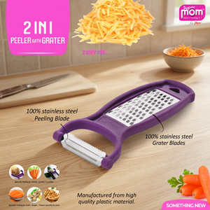 Éplucheur-râpe Anax 2 en 1 en acier inoxydable, double fonction, outil de cuisine facile, pour légumes, fromage, ail, fonctionnement manuel, passe au lave-vaisselle - Product Image 3