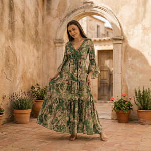 Vestido Maxi de Línea A, Hecho a Mano, de Primera Calidad, Sin Mangas, Estilo Fiesta, Ecológico, Transpirable, con Dobladillo, 100% Algodón para Mujer - Product Image 3