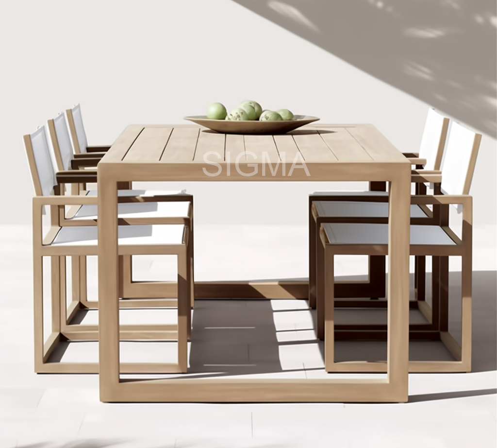 Modern design factory price teak furniture dining set teslin wooden dining table set for dining room