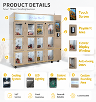 Distributeur automatique de fleurs Winnsen à 16 portes, distributeur automatique de fleurs fraîches, congélateur commercial à porte vitrée