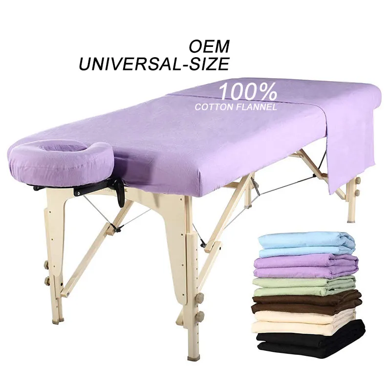 Manufacturer OEM sustainable wash Universal-size High-quality 100% Cotton Deluxe Massage Bed Table Flannel 3 Piece Sheet Set