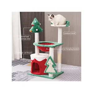 Natal aceitar personalização gato árvore torre sisal arranhar placa Natal árvore brinquedo gato árvore torre