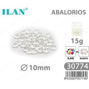 Ilan Abalorios Perline sfaccettate trasparenti da 10 mm 15 g per la creazione di gioielli - Product Image 1