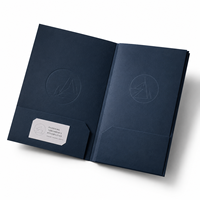 Carpeta de Presentación de Papel Texturizado Tamaño Carta con Logotipo Personalizado, Dos Bolsillos y Ranura para Tarjetas